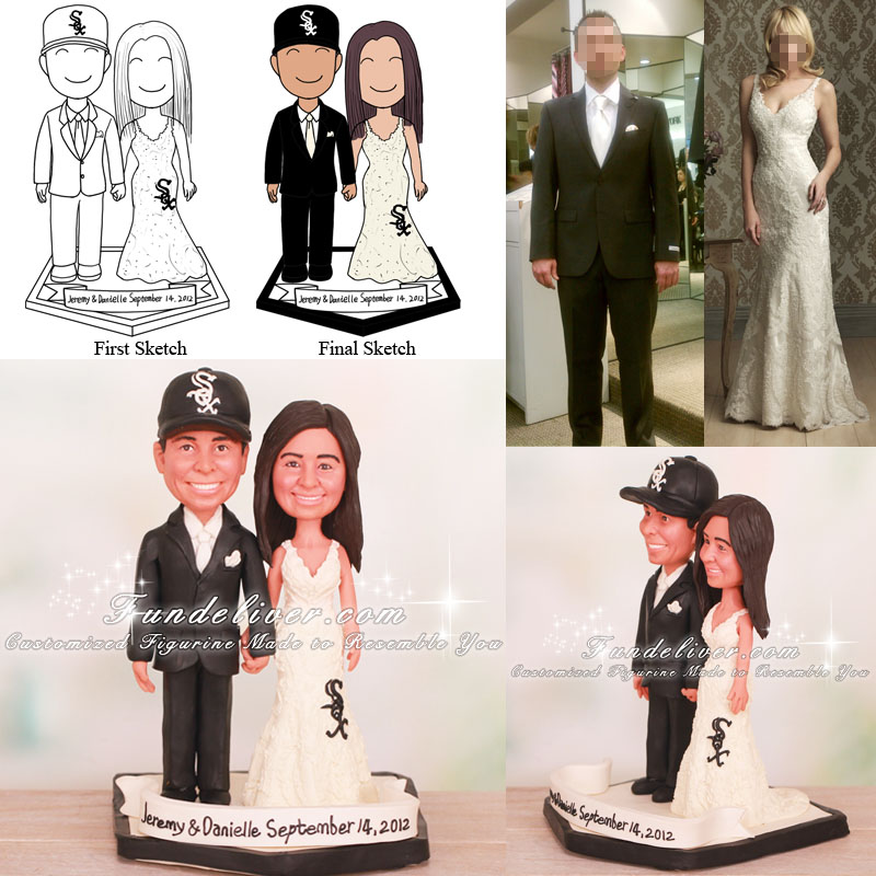 Couple Standing on Homeplate Baseball Cake Toppers